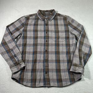 Y2k 2000s Toad And Co Flannel Button Up Shirt Mens Medium Lumberjack Plaid Gray